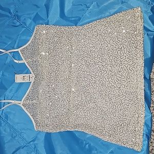 Express, sequin cami, off white with silver sequins, size Small. Brand new w/tag